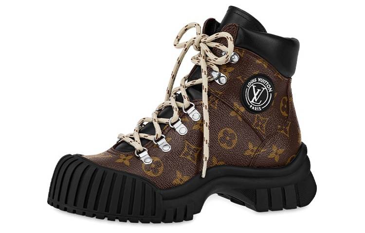 LOUIS VUITTON LOUIS VUITTON Ruby Leather Combat Boots Women's Brown
