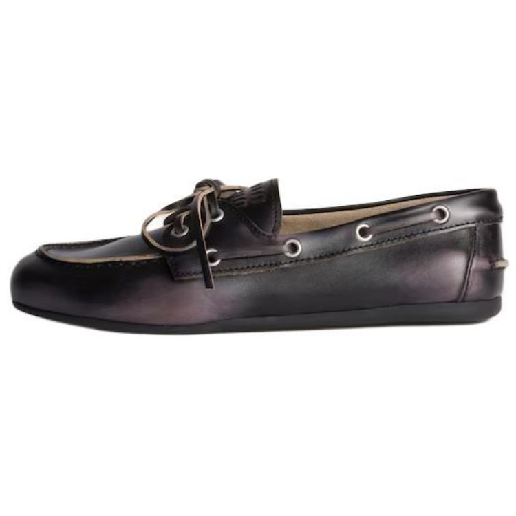 MIU MIU Leather Casual Shoes Women's Black Brown