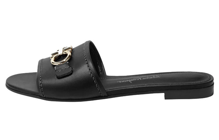 FERRAGAMO Gancini Slide Slippers Women's Black