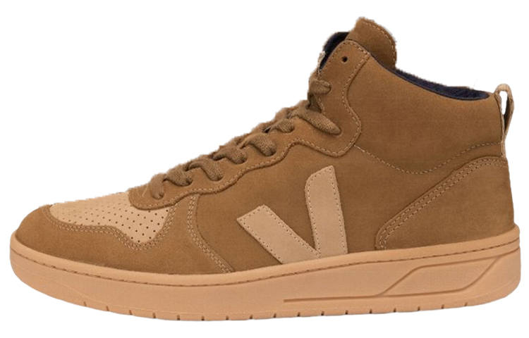 VEJA V 15 Comfortable Mid top Stylish Skateboarding Shoes Unisex Brown Yellow