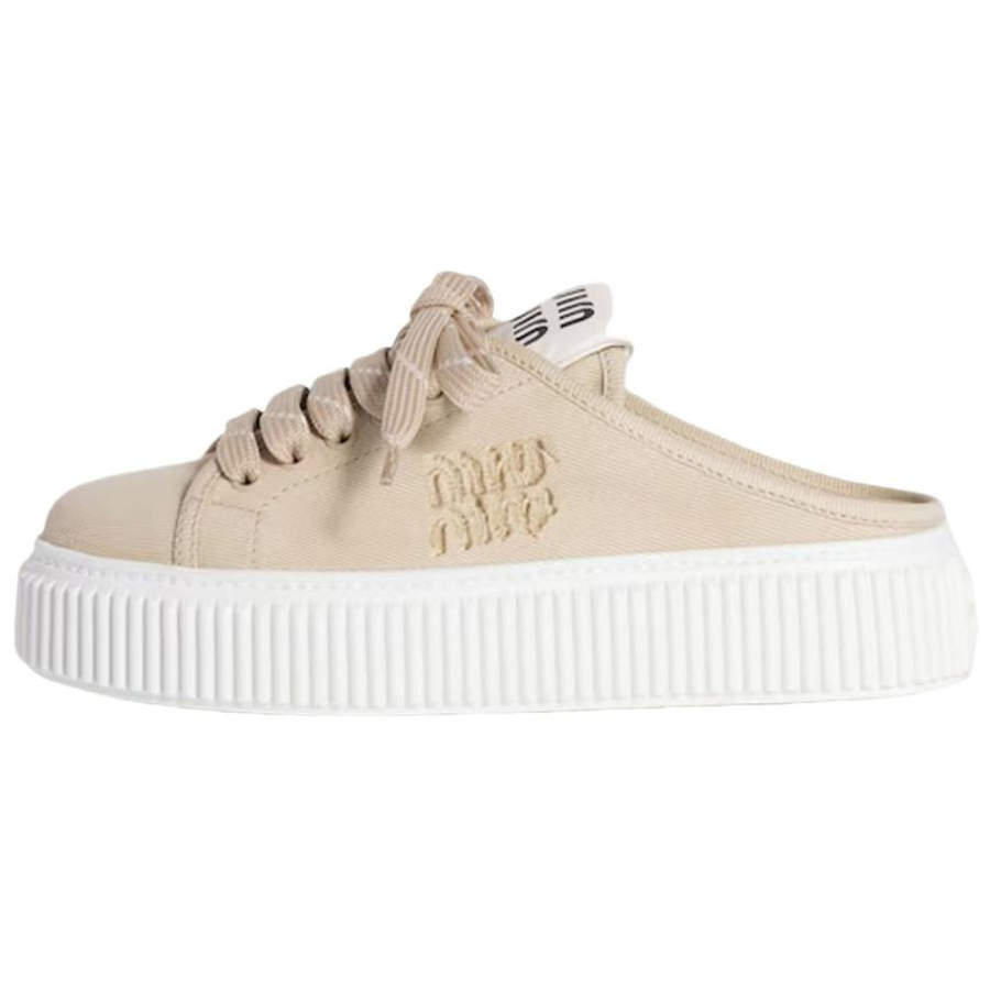 MIU MIU Closed Toe Slippers Women's Beige Yellow