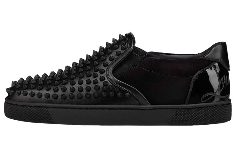 Christian Louboutin CL Leather Low top Skateboard Shoes Men's Black