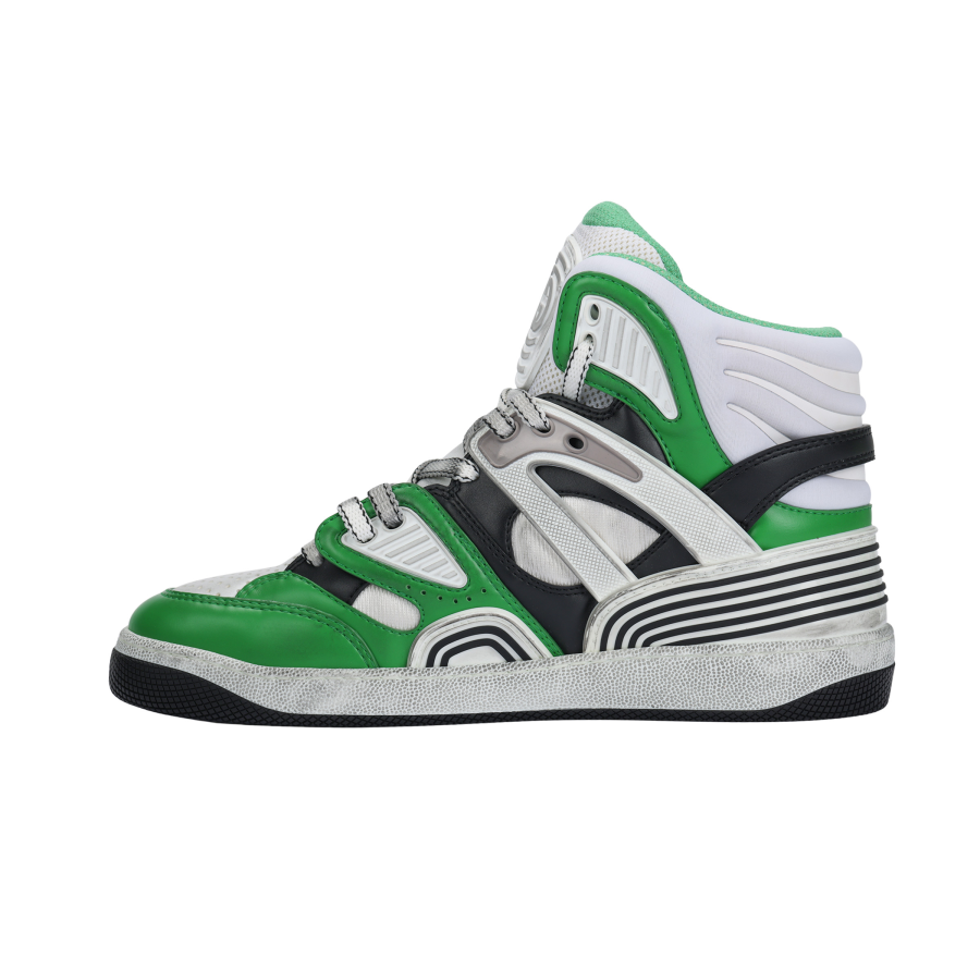 GUCCI Basket Leather High top Stylish Skateboarding Shoes Men's Green