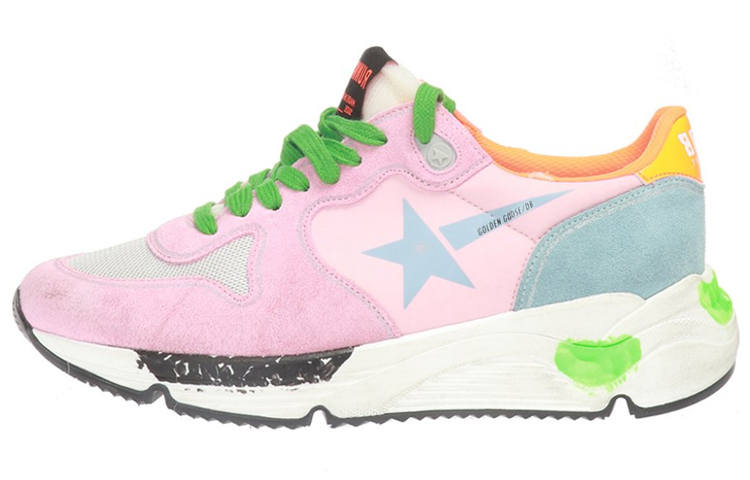 Golden Goose Running Sole Mesh, Leather Low top Casual Shoes Women's Pink Blue Distressed