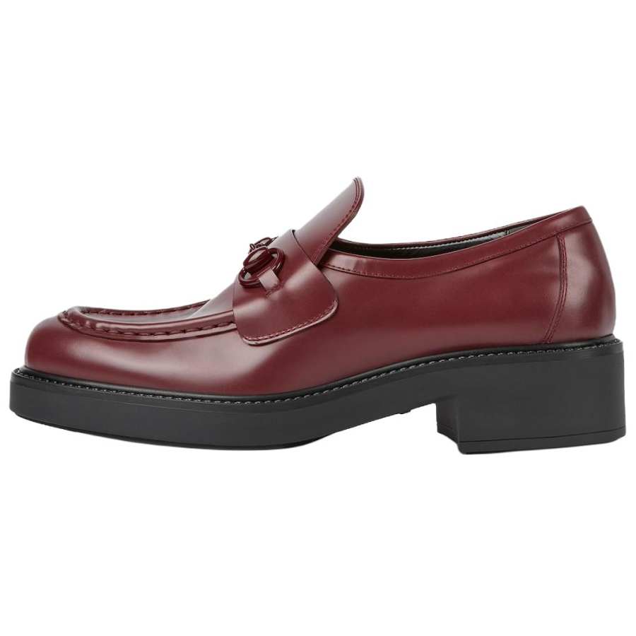 GUCCI China New Year Collection Leather Loafers 4cm Women's Red