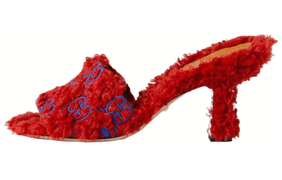 GUCCI Adidas Originals x GUCCI Trefoil Collection Slide Slippers Women's Red