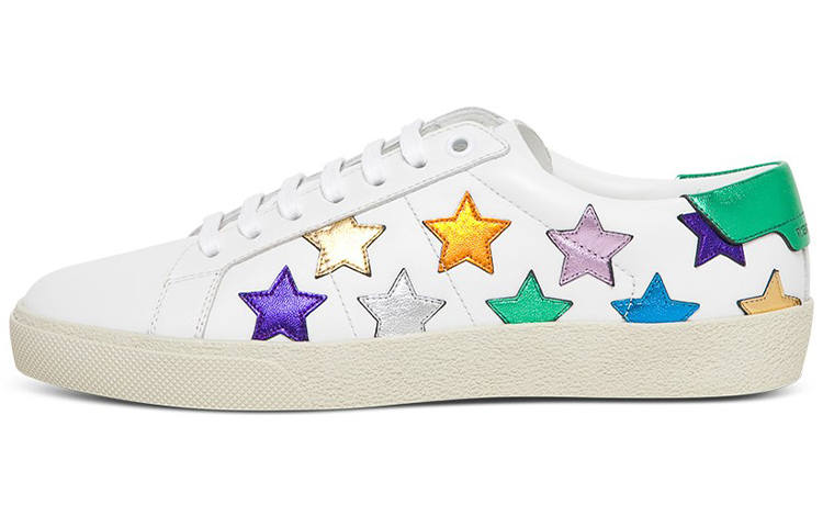 SAINT LAURENT Court Classic Sports Low top Stylish Skateboarding Shoes Women's White Multicolor
