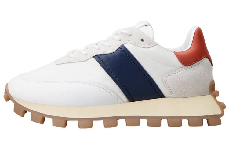 TOD'S 1T Textile, Leather Lace Up Low top Sports Casual Shoes Women's White Blue