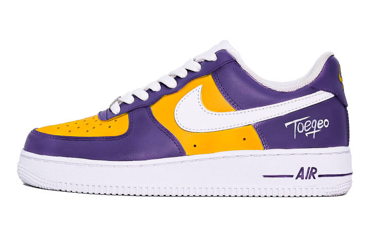 Nike Nike Air Force 1 Abrasion Resistant Low top Skateboard Shoes Men's Purple Yellow