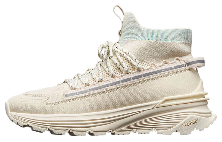 Moncler Pu Lace Up High top Sports Casual Shoes Women's Beige