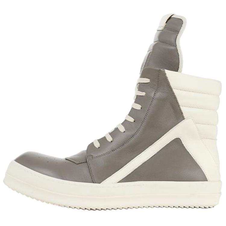 RICK OWENS RICK OWENS/RO Geobasket Fogachine Leather High top Stylish Skateboarding Shoes Men's Brown