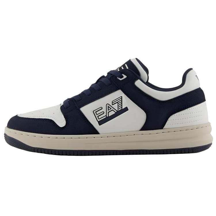 EMPORIO ARMANI EA7 Cow Split Leather Low top Skateboard Shoes Unisex Blue