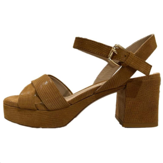 Roberto Festa Tello Fabric One Strap Sandals 7cm Women's Brown