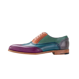 BARKER Top Grain Cow Leather Casual Shoes Men's Purple Blue Green