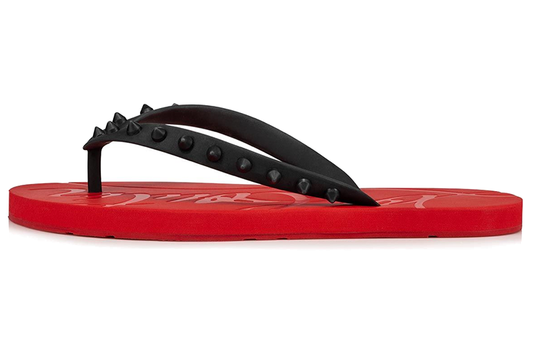 Christian Louboutin CL Flip Flops Women's Black Red