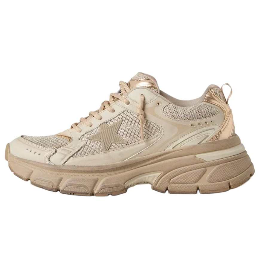 Golden Goose Lightstar Sheepskin Low top Casual Shoes 5cm Women's Dove Gray