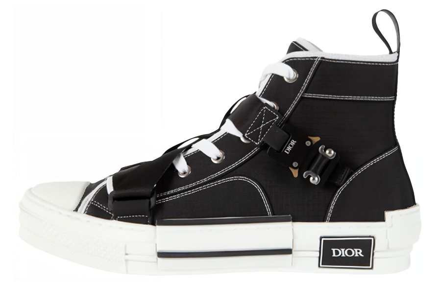 DIOR DIOR B23 Ripstop High top Canvas Shoes Men's Black White