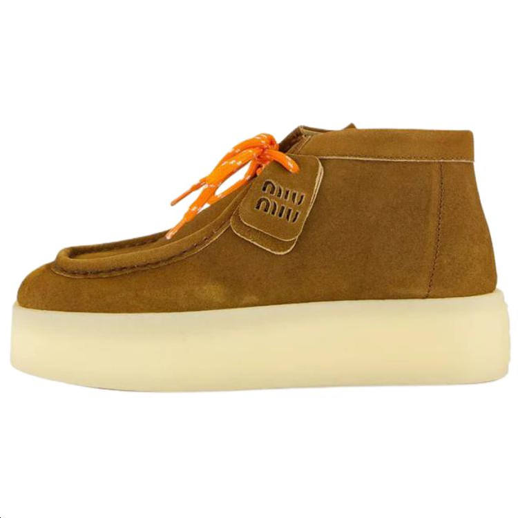 MIU MIU Calfskin Ankle Boots Women's Brown