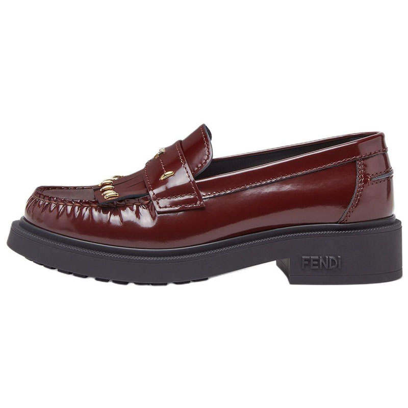 FENDI Filo Loafers 4cm Women's Burgundy