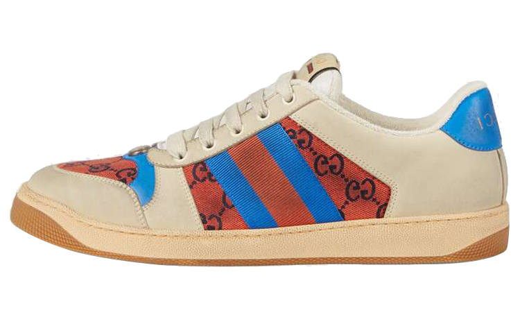 GUCCI Screener Distressed Shoes Stylish Skateboarding Shoes Women's Red Blue
