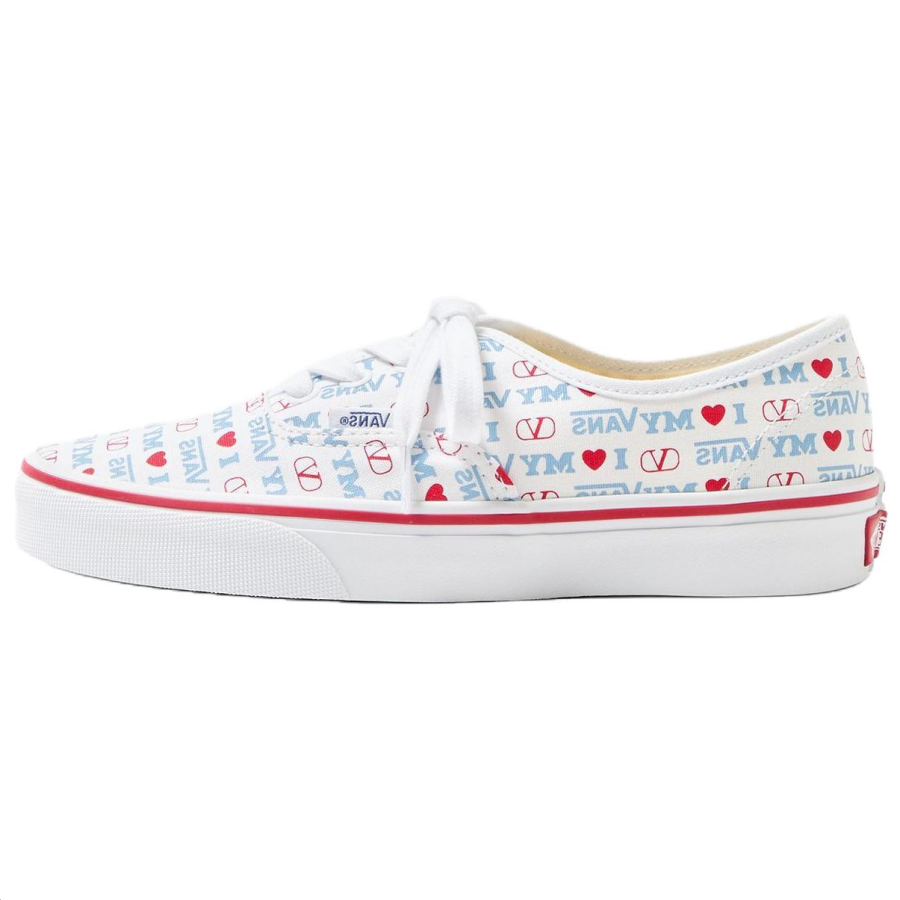 Valentino x Vans Collaboration Low top Canvas Shoes Women's White & Red & Sky Blue
