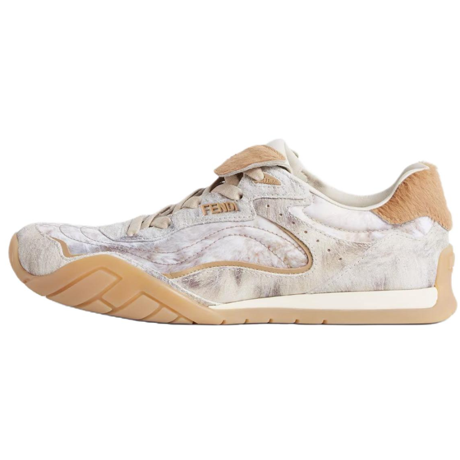 FENDI Wave Pulse Cow Leather Low top Casual Shoes Women's White