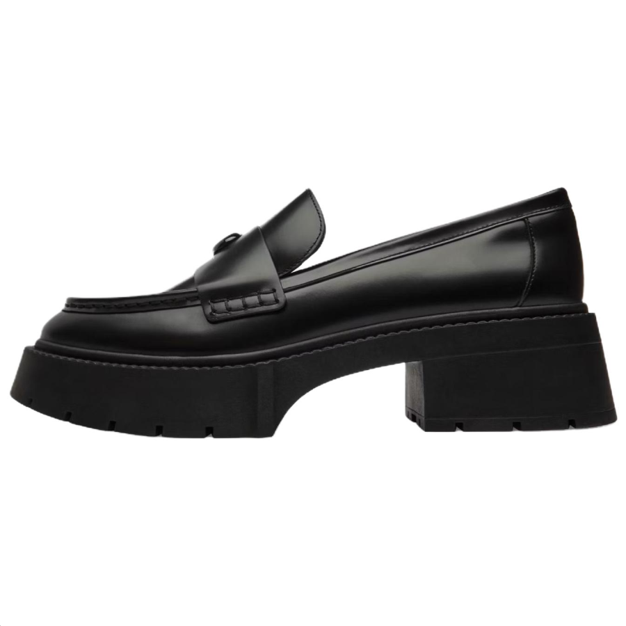 COACH Leah Cow Leather, Leather Chunky Heel High Heels 5.5cm Women's Black