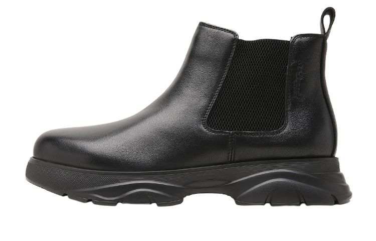 S.T.Dupont S. T.DUPONT Cow Leather Crew Chelsea Boots 4cm Men's Black