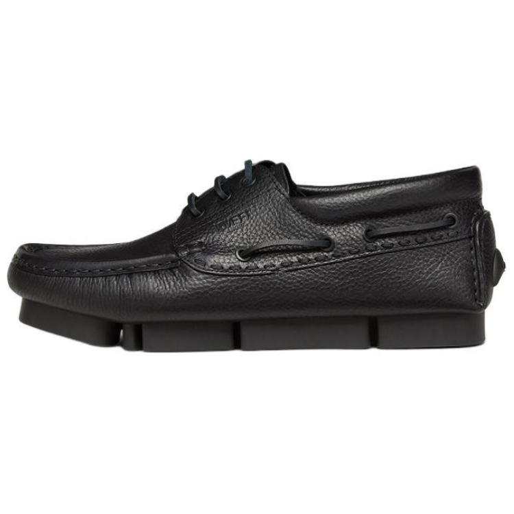 FENDI Deck Leather Casual Shoes Men's Black