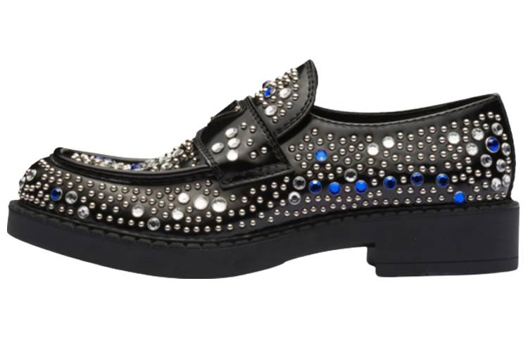 PRADA PRADA Leather Loafers Men's Black Blue