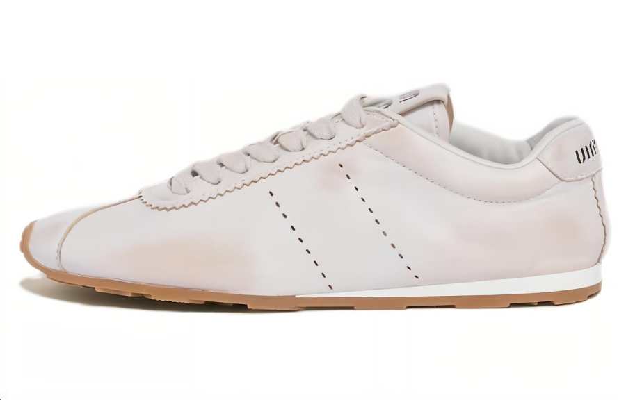 MIU MIU Plume Leather Low top Casual Shoes Women's White