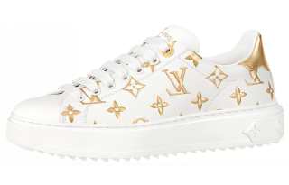 LOUIS VUITTON Time Out Sneakers 'White With Gold Monogram' Women's
