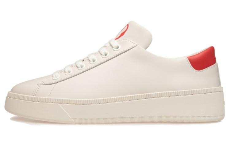 BALLY Cow Leather Low top Skateboard Shoes Women's Beige White Red
