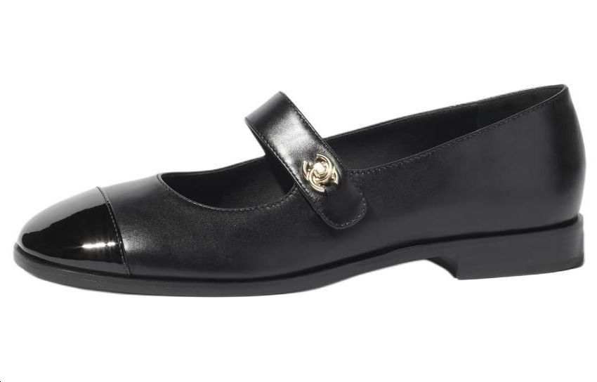 CHANEL Leather Mary Jane Shoes 2cm Women's Black