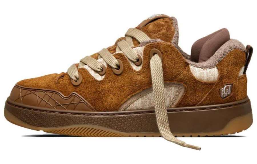 DIOR B9S Skater Erl Brown Suede With Brown And Beige DIOR Oblique Jacquard
