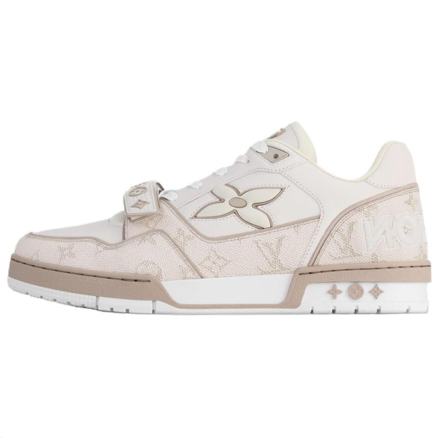 LOUIS VUITTON Trainer Cow Leather Low top Skateboard Shoes Unisex Ecru