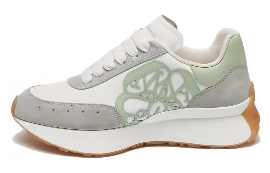 Alexander McQueen Sprint Runner Cow Leather Comfortable Low top Casual Shoes Women's Mint Green