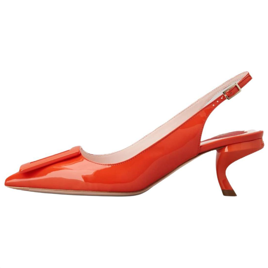 Roger Vivier Virgule Patent Leather Irregular Heel High Heels 5.6cm Women's Orange