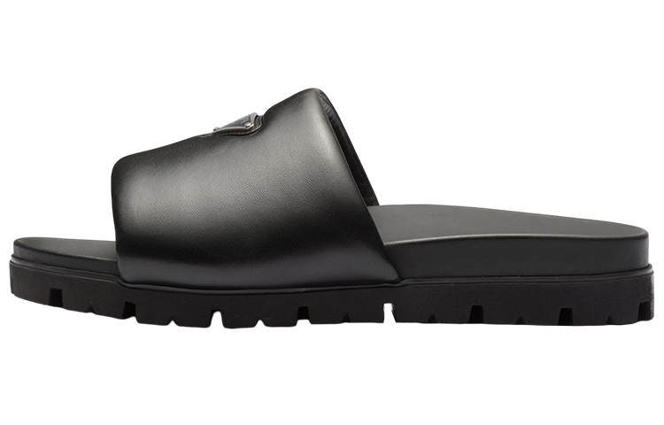 PRADA PRADA Padded Slides Black Nappa Leather Men's