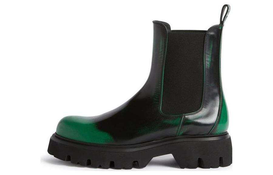 MSGM Leather Short Chelsea Boots Men's Green