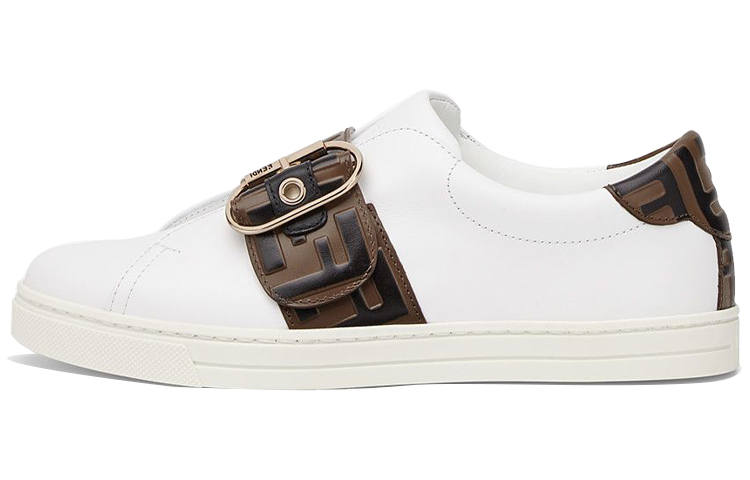 FENDI Maxi Buckle Low top Stylish Skateboarding Shoes Women's White