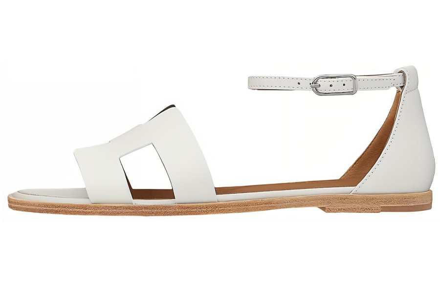HERMES HERMES Santorini One Strap Sandals Women's White