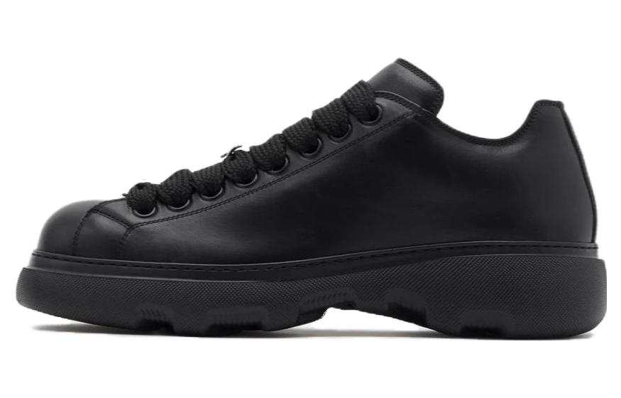 Burberry Textile, Cow Leather Casual Shoes Men's Black