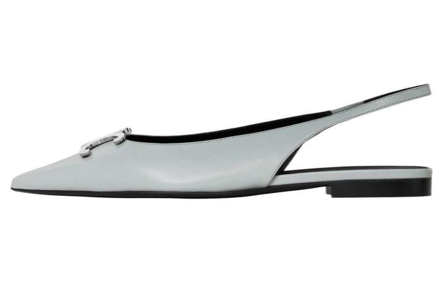 CELINE Leather Casual Shoes Women's Light Blue
