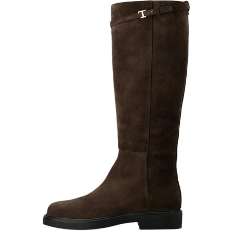 TOD'S T Timeless Cow Split Leather Knee high Boots Women's Brown