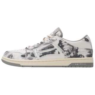 AMIRI Leather Low top Stylish Skateboarding Shoes Men's Gray White