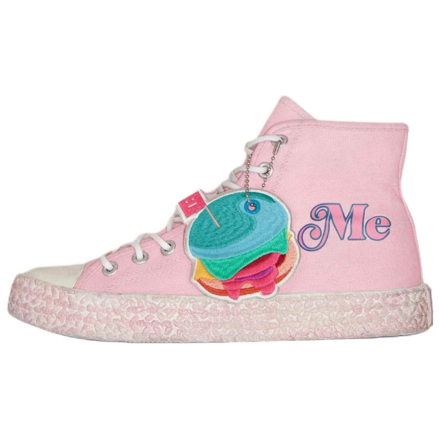Acne Studios High top Canvas Shoes Women's Pink Distressed