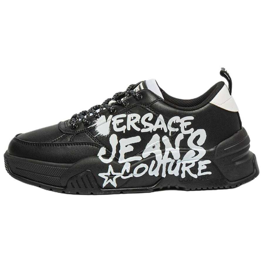 VERSACE JEANS COUTURE Comfortable Round Toe Low top Casual Shoes Men's Black