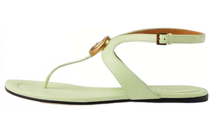 GUCCI GUCCI Leather One Strap Sandals Women's Light Green