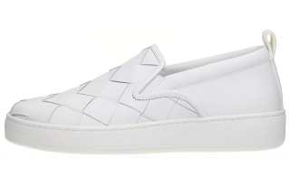 Bottega Veneta Leather Stylish Skateboarding Shoes Men's White